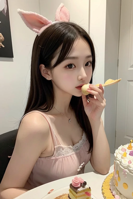 ((top-quality、in 8K、masterpies:1.3))、1girl in、Beautiful woman with slim abs accent:1.3、Super Detail Face、Delicat eyes、二重まぶた、full body Esbian、poneyTail、20yr old、Brown hair、erotick、Sensual look、sexy pose、semi long hair、No bra、Not wearing panties、Opening Mouth、Holding a banana in your hand、Put out the velo、Thick white liquid on face、thick white liquid on the body、Opening legs、Open your crotch、M-shaped legs