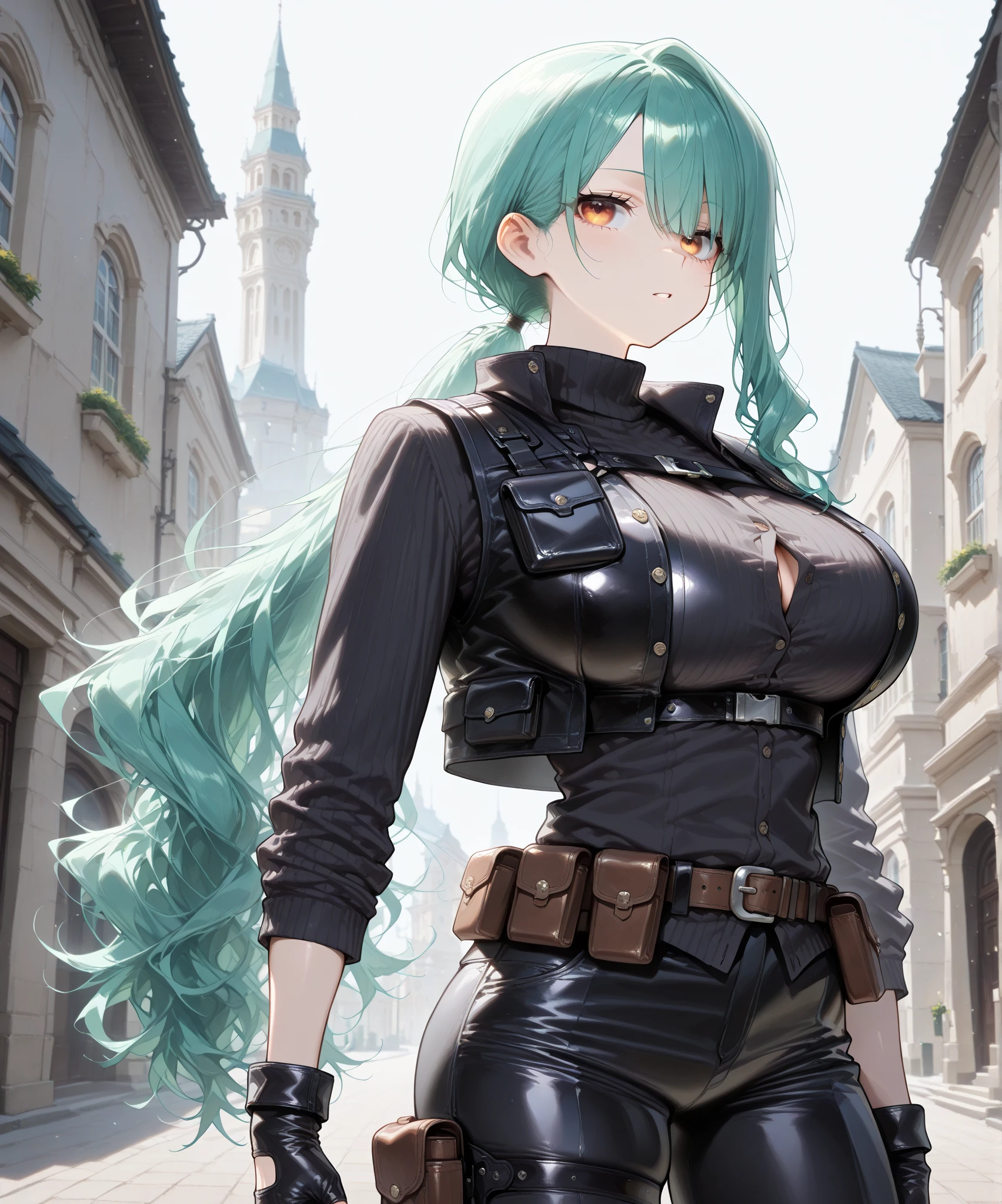 8K,realisticlying,Glamorous,The is very detailed,A 20-year-old girl, a sexy and charming woman, Inspired by green military uniforms,Wear a protective green military uniform。She dresses to show sexiness and confidence,The perfect interpretation of the power and charm of uniforms。Set against the backdrop of the battlefield,It creates a unique atmosphere,Highlight her bravery and perseverance。The cloudy sky adds a touch of tension and mystery to the entire scene。This one is high definition、High-quality images will give you a stunning visual experience,The gloomy battlefield and tattered green military uniforms will leave your eyes open。oc rendered,dramatic lights,Award-winning quality,Has an extremely elegant body、Huge and deep chest,Cover your breasts,huge tit,There is water on the body,There was a lot of blood,Raised clothes,Determined gaze,staredown,wide angles,Sitting down