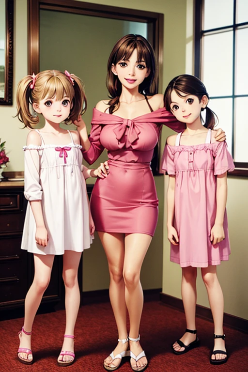 laughing,2 girls,25 year old woman with huge breasts in small lace bra and 8 year old girl,Women and girls, Mother and daughter,Beautiful mother and daughter loli,adorable,