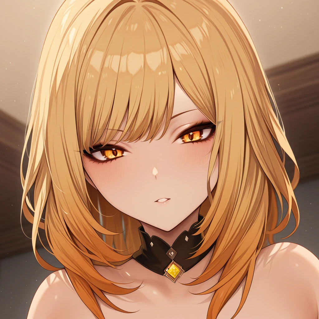 (The best quality at its best,4K,8k,High resolution),Super detailed,Beautiful Eyes,Blushed,masterpiece,The best quality at its best,Mild,Delicate and sexy collarbone,Happiness,A faint blush,wonderful thing,Perfect pubis,mature,close your eyes,original character, Volumetric lighting, Best Shadow, Shallow depth of field, Portrait of a stunningly beautiful girl, , Delicate, beautiful and attractive face with captivating yellow eyes, Messy painted face, Sharp eyebrows, Fang Out, Nice small breasts, Layered long twin tail blonde, Blush Eyeshadow, Thick eyelashes, slim、Chain collar、(((NSFW)))Disheveled clothing、Torn clothing、Her breasts are visible through her tattered jacket、Expecting gaze、Watery eye、Tears、Damaged clothing、Lying on your back、Girl Resisting、Just before being attacked、sorrow、A girl with a feeling expression、Pleasant face、