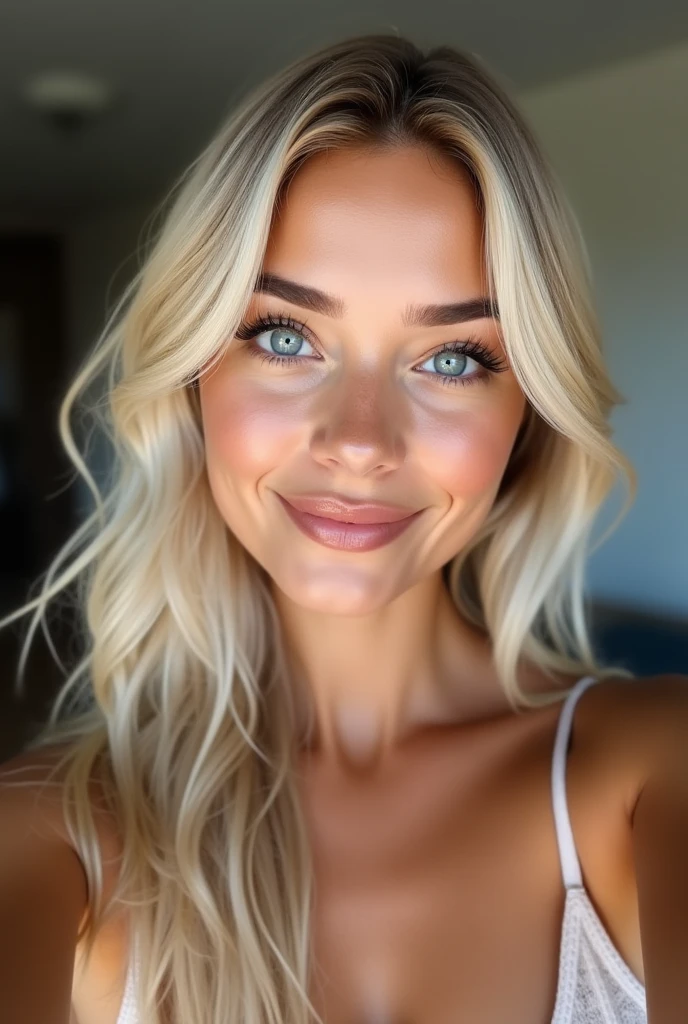 Femme blonde platine, cheveux magnifique, gros sein, t-shirt léger, photo prise dans un canapé, Selfie, qualité parfaite, prise avec un IPhone 15 pro, tenue décontracté sexy avec un décollette, tenue chacune de différente, photo prise en selfie, tenue décontracté, image clair, haute qualité, cheveux blond, aucun bijoux, magnifique, qualité iPhone 15 pro, photo sexy, décolleté, blonde, visage dégagé, pas de cheveux sur le visage,