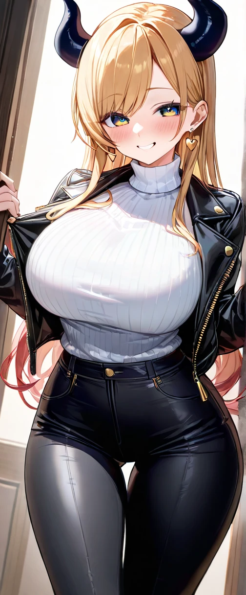 (masterpiece, best quality:1.2), 1 Girl, Solitary,Mature_Miss, Delicate face,Eye details,Long hair, (NUDE:1.3), Flowing hair,Medium breasts, Floating clothes,,White vest, Black leather pants,Black leather jacket,Lying down,in heaven