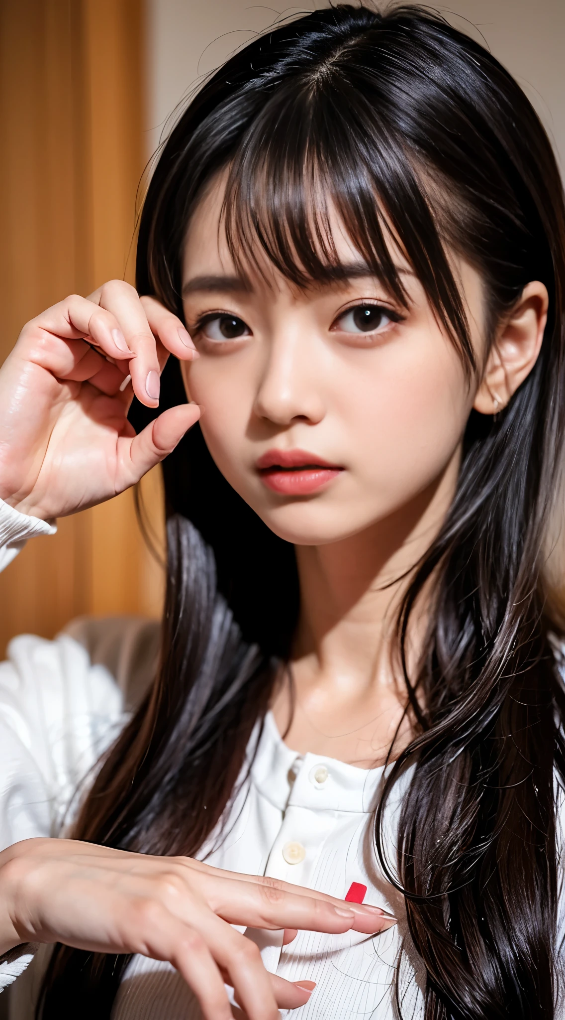Black fingertips are visible、Hide your fingers、