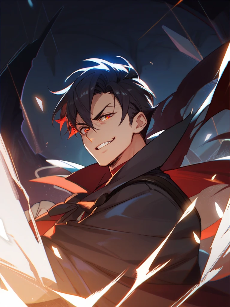 (score_9,score_8_up,score_7_up),1male,black hair hair,blue eyes, shirtless,wolf ear, hansome_face,hold a book, dynamic pose, magic aura,Red shaman skirt
