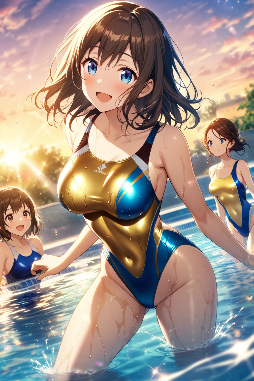 NSFW, (masterpiece, top quality, best quality, highly detailed:1.6), extremely detailed CG unity 8k wallpaper, (standing:2.9), (leaning forward:2.5), (barefoot, Woman standing on a puddle of urine:1.5), (outdoor, one-piece-swimsuit, standing on crowd beach:2.5), (swimsuit wet with urine:3), (swimsuit:2.5), (at midnight:2.5), (full body), wide shot, long shot, (hands between legs:2.5), (Touching crotch with hand, holding crotch, Hold the urethra and hold in your pee:3.5), (rubbing knees together, pee running down swimsuit, pee running down legs:2.5), (((clutching crotch))),(Pee spurting out from the urethra:1.5), (Pee flows down thighs and calves like a waterfall:1.5), strong facial expression, (sharp eye:1.2), (scowl:1.1), (embarrassed,blush:1.3), (steam:2.5), (wet:2.1), (sweat:1.1), (trembling:1.3), (open mouth, wavy mouth:1.4), (clenched teeth:1.7), (drooling:2), (half open eyes:3), (tears:2.5), (one eye closed, wink:2.2), (bravery crying, sobbing:1.5), (shoot from front:1.2),(very long hair, Extra long hair,Dark brown hair:1.7), (woman trembling with sexual climax:1.5), colorful, full body, wide shot, perfect composition, urination, incontinence, piss, peeing self, (((pee stream))), (pee puddle), Wetting herself, (Pee stains spread on the swimsuit), From the swimsuit dripping pee, large breasts, Yellow pee, ((leaking pee)), puddle of pee, Pee at your feet, Pee spread on the floor, Pee stains, Dripping pee between my legs, Feet Wet from pee, Pee-covered feet, Pee at your feet, want to pee, about to pee, Full bladder, (Pee-soaked swimsuit:1.5),(Pee-soaked hands:1.5), natural makeup,