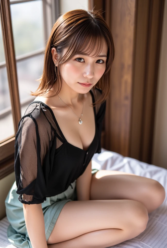 (In 8K，highest quality，masterpiece)，(Realistic，RAW Photos，Super Fine Clear)，Realistic Light，Detailed skin，Beautiful Japanese Women，((30-year-old woman，))、Businesswoman、Office Fashion，(Long skirt)、Panty shot，White sexy panties、kneeling to spread legs，Thin legs、fine grain，Detailed fingers、thin、Sexual，Ecstasy expression，In a stylish bedroom、a place where there are no people，Ecstasy，era of asian eyes