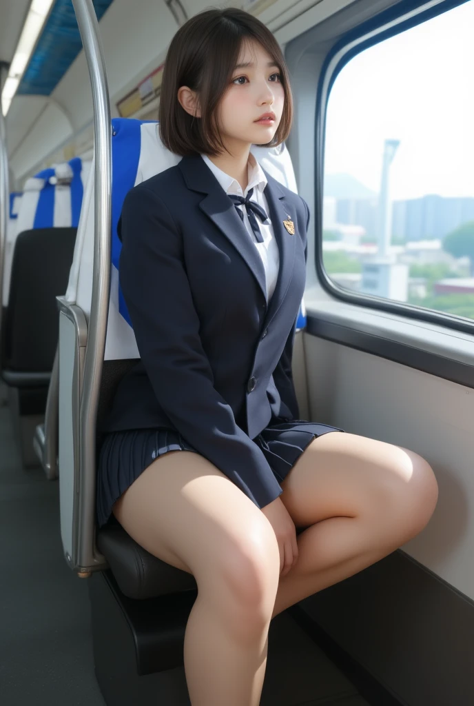 At the station platform、Station staff、Opening up the uniform、Exposed nipples and pussy。The station attendant spread her legs wide、I'm not wearing underwear、Nothing to hide her nipples and pussy。