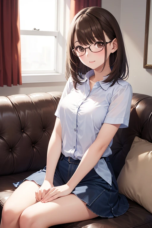masterpiece, 最high quality, high quality, High resolution, high quality texture, high quality shadows, High resolution, Beautiful details, Detailed CG, Detailed Texture, Realistic representation of face, Realistic, colorful, delicate, Cinematic Light, Side light, Lens flare, Ray Tracing, sharp concentrated, (1 Girl,concentrated:1.3), ( Intricate details, compensate, PureErosFaceV1:0.5), (細部まで美しいdelicateな顔, 緻密で美しいdelicateな瞳, Perfect Facial Proportions, Dense skin, Optimal ratio of four fingers to one thumb, Arms under chest, From below,medium breasts, Wide Hips, Smooth upper abdomen, Tilt,middle hair ,wavy hair , withe blush , tight fitting black skirt ,30 years old,Blue Eyes,Study,Glasses, white blouse ,Tight Skirt,black stockings, garter belt,high heels,desk, sit cross-legged ,secretary ,adultery,house wife, smile, temptation