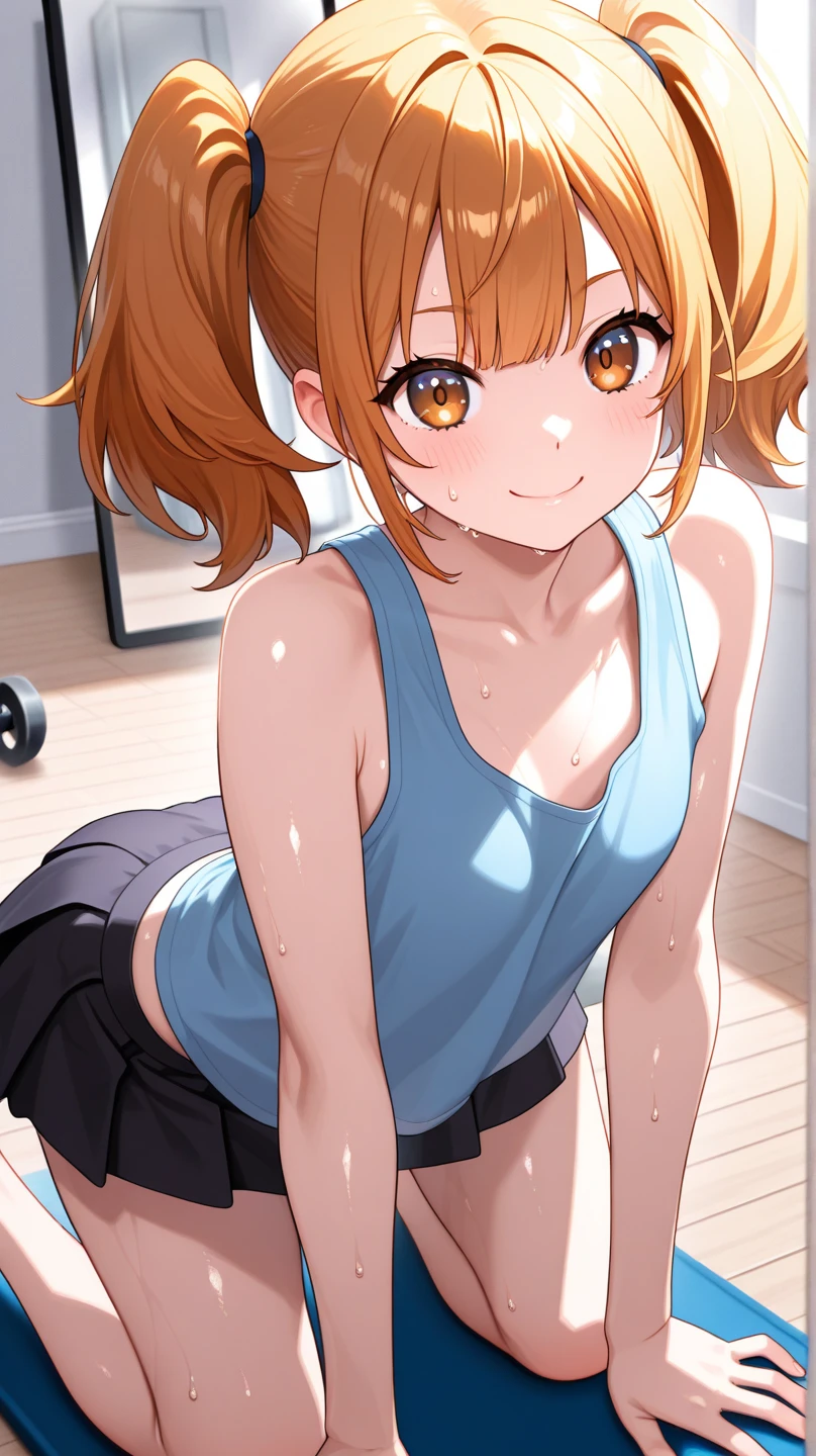 ((masterpiece)),((Highest quality)),((High resolution)),((Anatomical)),((Realistic)),((Detailed Description)),((Full body view)),((Perfect lighting)),((8K)),((cute)),((School classroom)),((Window)),((Sit at a desk)),(((((One little girl))),(((Lori))),(((neutral))),((8-year-old)),((Beautiful eyes)),((Baby Face)),((low length)),((Petite)),((Flat Chest)),((ponytail)),((Seductive smile)),((Red cheeks)),(((Tank top))),(((bikeshorts))),(((1 backpack))),