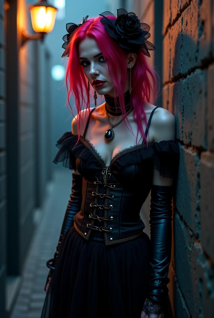girl, (erotism:1.3), (gothic dress:1.3), highly detailed, red long hair pig tails, empress, pink sjiny lipstick, Cinematic film still, hdr, cinematic lighting, (volumetric fog:0.7)