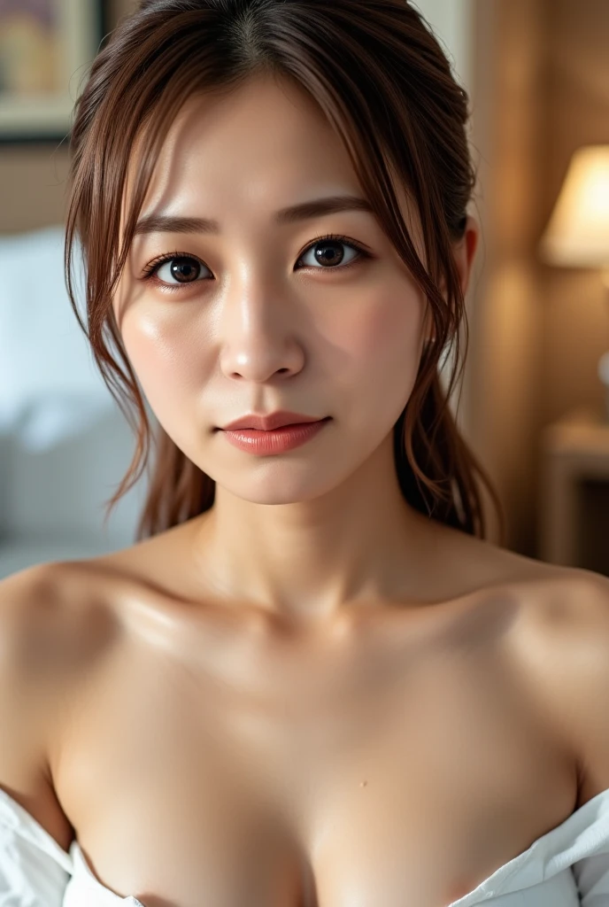 Remove the background, gravure, describe the lips correctly, red lipstick, from the chest up, In underwear, AS-Elderly,Mature Woman, Fancy face, highest quality, Super high quality, realistic, super dense skin, perfect description, (1 Japanese mature woman), (erotic), 30years old, big breasts, Bewitching, Glamour, sexy, pure white skin, looking at the viewer,