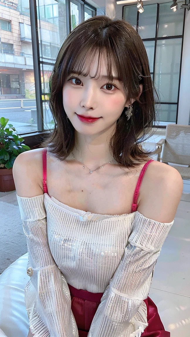 best qualtiy, 超高分辨率, (realisticlying:1.4),cute hairpin,Baoyu Girl,1girll, Beautiful woman with a slim figure:1.4, Abs:1.1, (A brown-haired, mideum breasts:1.3), Pink the bikini:1.1, The upper part of the body:1.4,sandbeach,Ultra-fine face,Elaborate Eyes,二重まぶた,ssmile,choker necklace