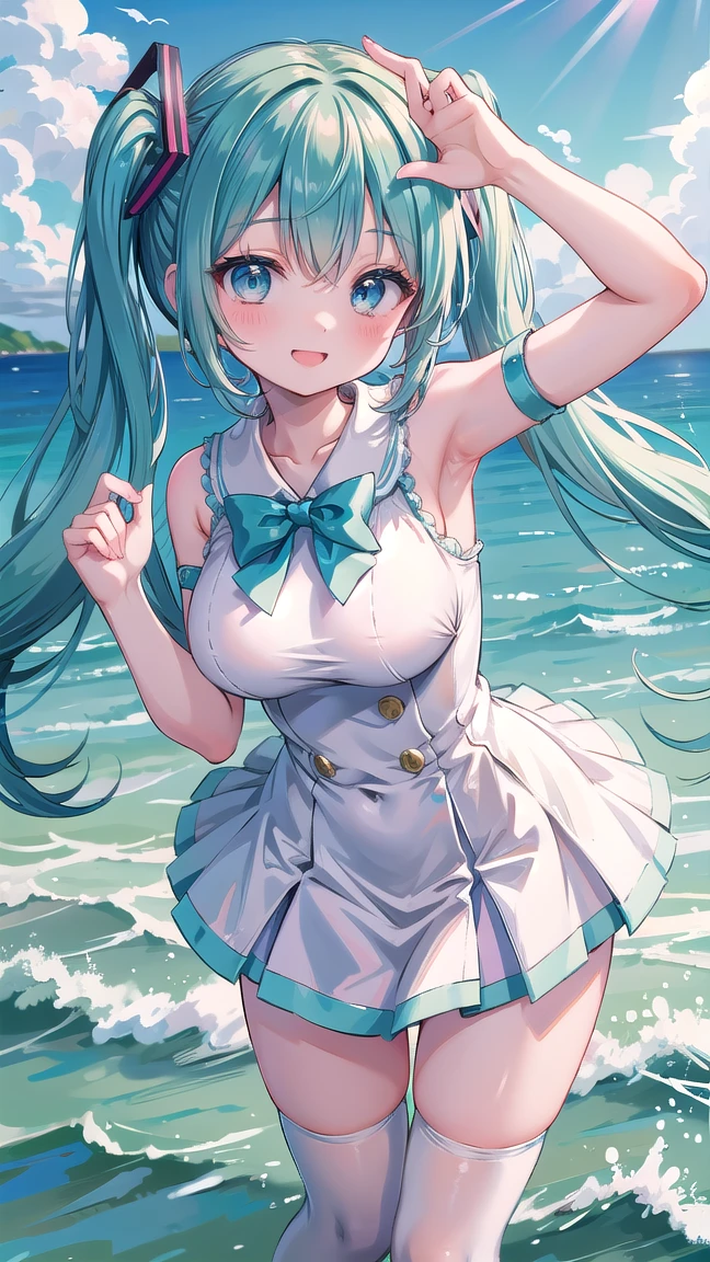 (masterpiece), (best quality), (ultra detailed),(disheveled hair),(illustration), (1girl), (Fashionable clothing), standing, Fashion model, looking at viewer, (interview), (simple background),beautiful detailed eyes, delicate beautiful face, Floating,(high saturation),(colorful splashes),colorful bubble,(shining), focus on face, ponytail, kamisato ayaka, light blue hair, bangs, hair ring, floating flowers, floating hairs, (shining), best lighting, best shadow,masterpiece, top quality, best quality, swimsuit party, in the water,fish,watermelon,cute style, perfect structure, summer theme