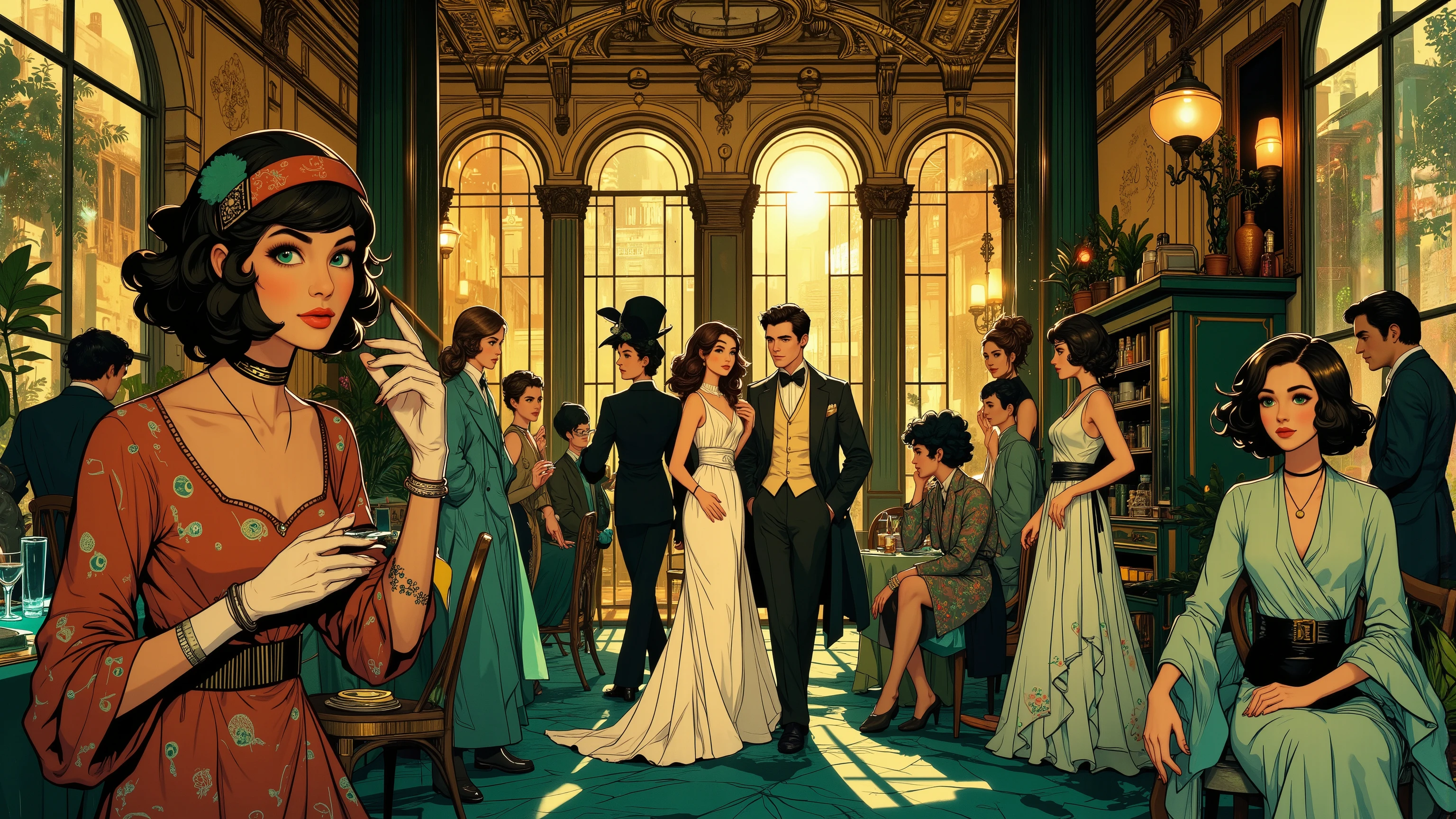 michelle dockery, jason butler harner jessica brown-findlay, harry lloyd are in the bar drinking and smiling