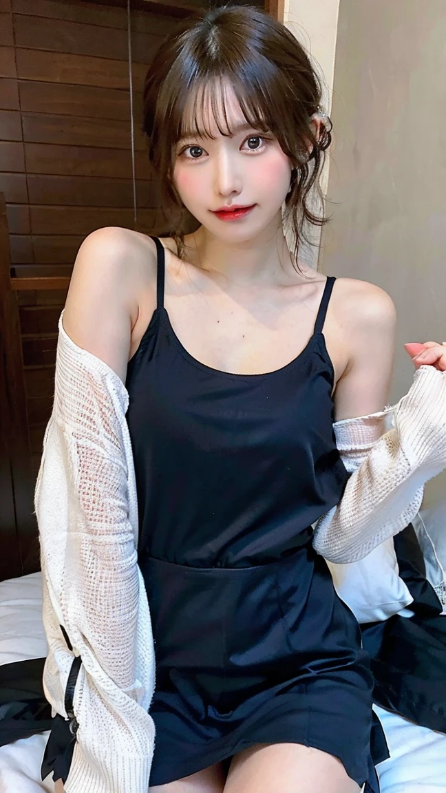 Skinny Japanese woman, 30th generation, One Girl,
(Wearing a sleeveless glittery evening dress:1.2),
((short, See-through skirt, She spreads her legs and touches her panties:1.5)),
(RAW Photos, highest quality), (Realistic, photo-Realistic:1.4), masterpiece, Very delicate and beautiful, Very detailed, 2k wallpaper, wonderful, In detail, Very detailedな, High resolution, Soft Light, Beautiful detailed girl, Very detailed eyes and face, Beautiful and detailed nose, Beautiful details,Cinema Lighting,((City lights at night)),Perfect Anatomy,smile,
Narrow shoulders, Beautiful clavicle, thin arms, length, Thin legs, Small Ass, No bra,
Slim figure, The beauty of slim abs :1.2, thin waist :1.2, thin thighs :1.2,
Very fine eye, Long, narrow eyes, Brown eyes, double eyelid, Extremely fine eyebrows, thin, Long eyelashes, Watery eye,
Ultra-detailed lips, Plump and moisturized lips, Glossy pink lips, Blushed, ((White beautiful teeth)),
Beautiful actress'Fatigue Make-up, Brightly colored moisturizing lipstick,
Dark brown hair, Delicate and soft hair, Hair blowing in the wind,
(Put your hair up, Medium Short Hair, ponytail:1.2),
Layered Cut, (Blunt bangs:1.2),
可愛いsmile, Please open your mouth a little, Dreamy look, ((Staring at the viewer)),
(((Photorealism))),((The body is facing the viewer)),
Dynamic Lighting,
Beautiful fashion accessories(((High detail,High detail,masterpiece,Simple and elegant ornaments,necklace,bracelet, ring, Earrings,))),
((Lift your face a little)),
((Squint your eyes)),
((Pursing your lips:1.2)),
((Blushing)),
((The cleavage is fluffy)),
((Flat Chest)),