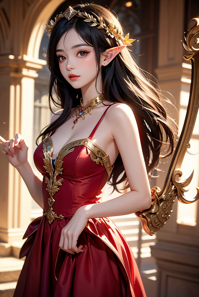(best quality,4k,highres,masterpiece:1.2),ultra-detailed,realistic:1.37,erotic,chic(sexy:1.1,attractive:1.1),celebrity,translucent Christmas elf costume,mysterious,Paris Hilton(flirting,flirty),Christmas decorated room,gifts wrapped in bright colors,full body shot,family friendly vibe,colorful lighting,curved staircase,enchanted mood,vibrant and festive atmosphere,fairy lights,dazzling sparkles,ornate decorations,exquisite detailing,romantic setting,warm fireplace cameo,playful expressions,natural curls cascading down her back,elegant posture,captivating gaze,dainty pointed elf ears,tease,charming,youthful radiance,mischievous smile,delicate lace trim,ornamental hair accessories,feather-like wings,naughty but nice,whisper of innocence in her eyes,delightfully mischievous atmosphere,alluring,intriguing,teasing glances,airy and ethereal,elf-like grace,radiant glow of joy,effortless beauty,glamorous,enchanted glance,spellbinding presence,dreamy,chic Parisian flair,sensual yet elegant pose,subtle sensuality,dazzling contrast,subdued colors with pops of red and green,velvet texture,glamorous rendezvous,magical ambiance,airy and light-hearted,irresistible charm,joyful and festive spirit,divine aura,mesmerizing allure,flirtatious banter,sparkling eyes,breathtaking composition,vibrant energy,effervescent beauty.