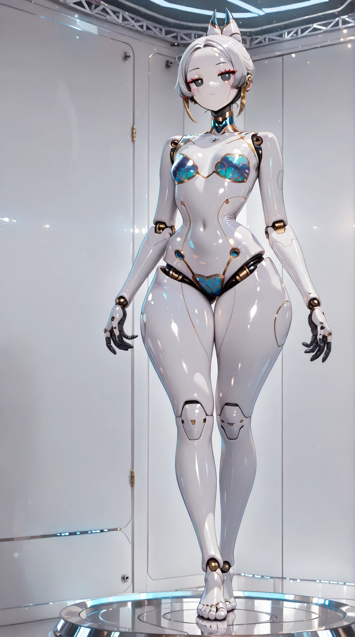 masterpiece, highest quality, Super detailed, Complex, Very detailed, High resolution, Realistically, 8k, 1 person,Full Body Shot，humanoid, Long Legs Mechanical Legs，Dynamic Pose, Extremely delicate mech, Long Hair，Full body、Lesbian, High tech background，Science fiction，（Marek Okon：1.3），Mooncryptowow&#39;s Midway Style，