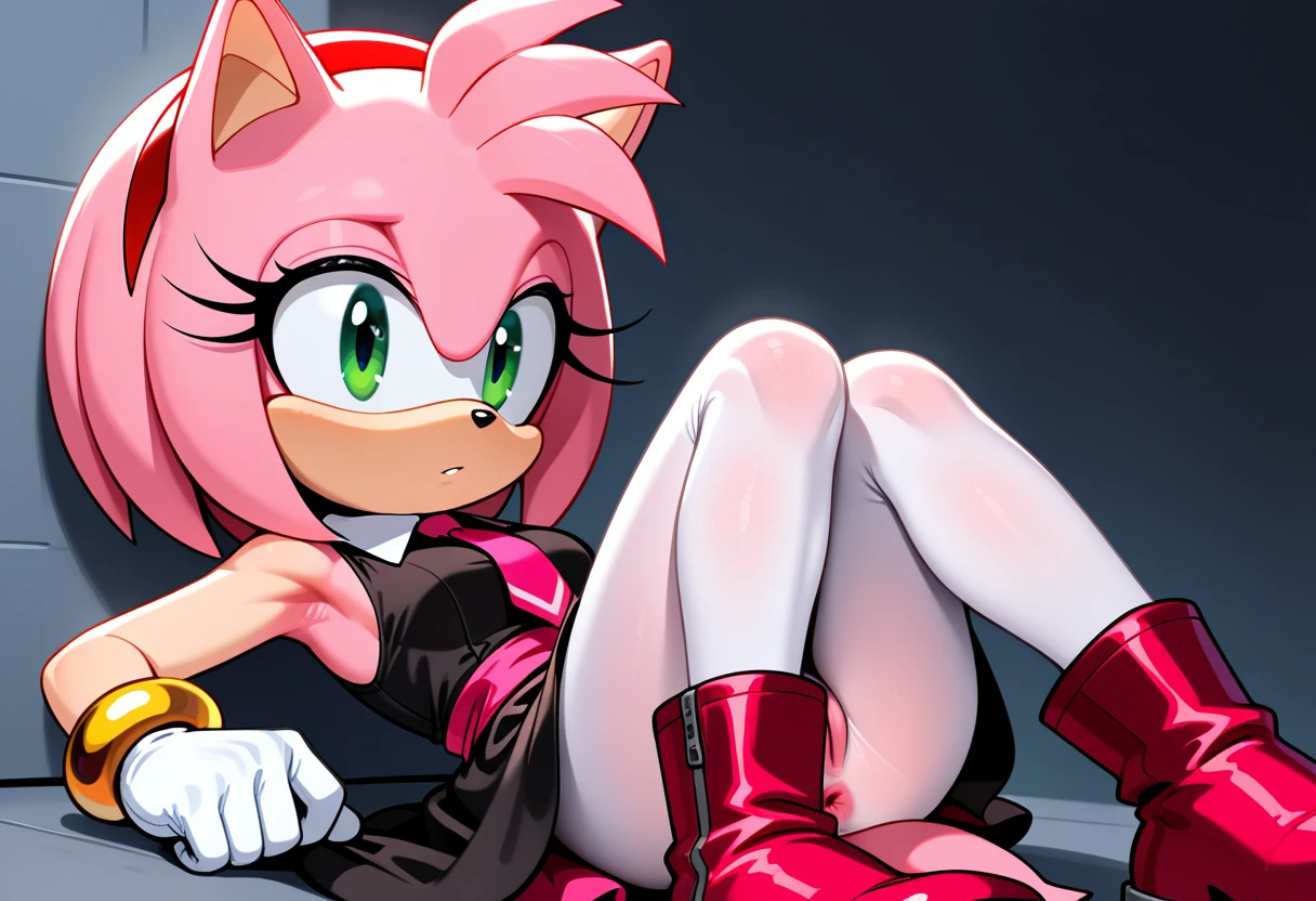 score_9,score_8_up,score_7_up,source_cartoon,source_anime,source_furry,expressiveh,amy rose,by sonic team,red dress,white gloves,red boots,hand on hip,thumbs up,solo,skinny,blank background,open mouth,smile,upskirt,bending over,from behind,cute ass,smooth pussy,clitoris,plump pussy,anus,powerpuff,wet pussy,
