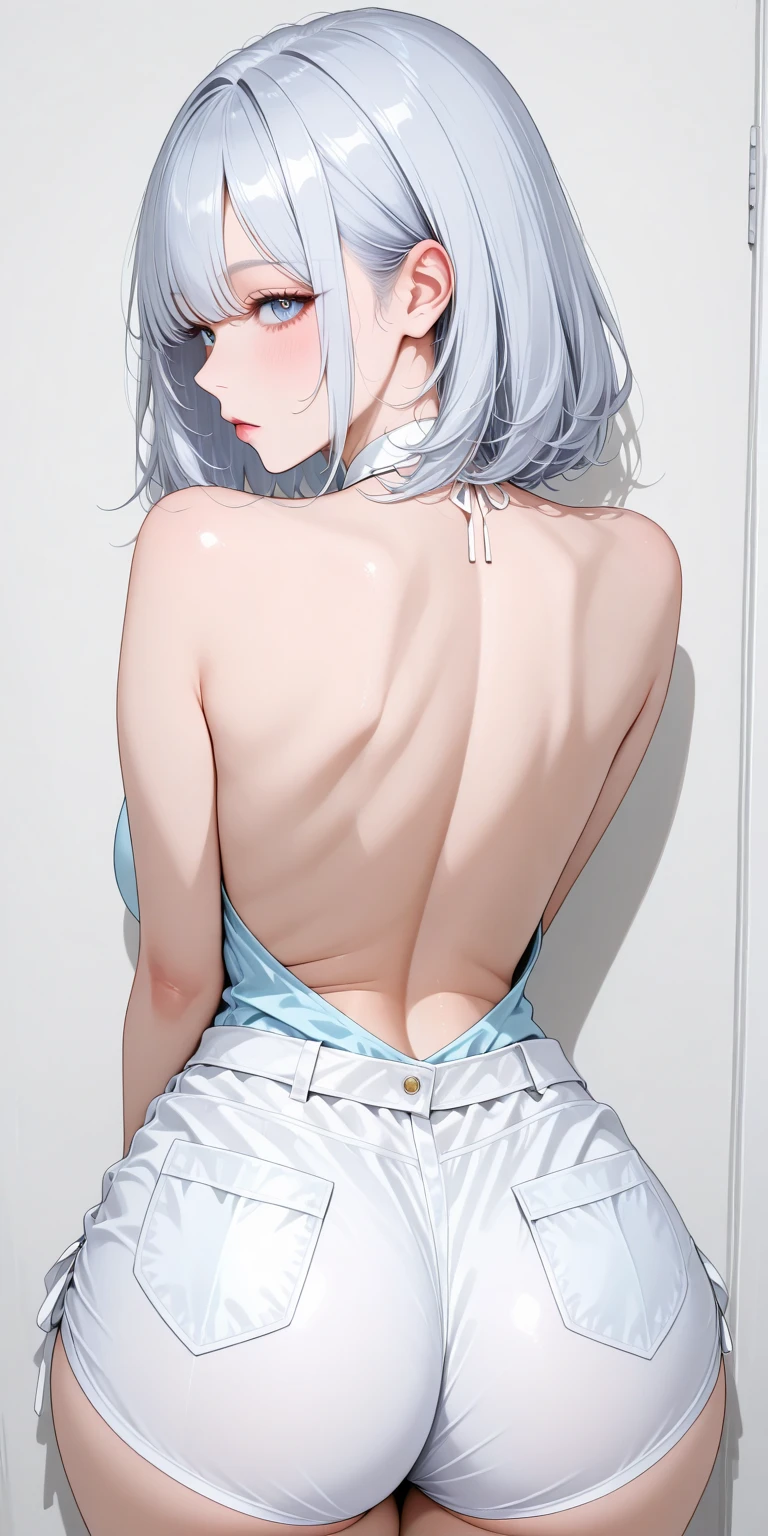 (Masterpiece、Highest quality、Very detailed、4K)、One Woman、18-year-old、Super big breasts、((Virgin-killing sweater))、stand、(back)