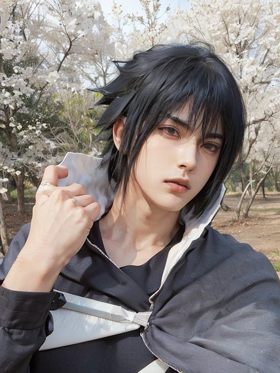 ((4K works))、masterpiece、(top-quality)、((high-level image quality))、((One Manly Boy))、Slim body、((Uchiha Sasuke's Cosplay))、((uchiha sasuke))、((Cosplay))、(Detailed beautiful eyes)、((Smaller face))、((Neutral face))、((18year old))、((Handsome man))、((photo of a model))、((Like a celebrity))、Professional Photos、((cosplay foto))、((Shot alone))、((shot from a side angle))、((Naruto's Akatsuki Costume))、nffsw_put on clothes