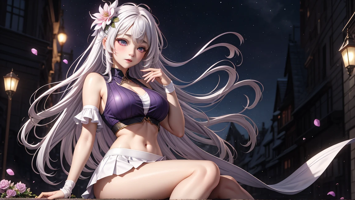 A girl, Sailor Mars, Sailor Moon, long eyelashes, Beautiful lip detail, beautiful face, Very detailed, masterpiece, 4k, anime, interior, Magical Girl Fantasy, Full body shot, Long hair, White hair, red choker, purple bow tie,shirtless,without bra,no skirt,without Open your legs, astride, barefoot, big bre, (shot from below), pussyfocus, ((photpanties)), ((camel toe)
