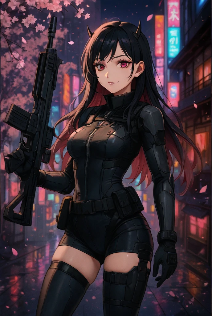 (Female Ninja Cruel Mech: 1.3, Full Body Covered Mech, Heavy AWP on Back, DSLR, Light Tracing, 3D, Concept Art, Action Painting, Film Lighting, Chiaroscuro) :(1.3). Highlighting the curve of the chest, the long white ponytail hair looks graceful and attractive. Masterpiece-like 8K resolution, (Murderous Death and Fear): 0.5, long red scarf fluttering in the wind, war-torn city as a backdrop,  high res, very detailed hands that are not deformed or warped, ultrasharp, 8K, ((masterpiece))