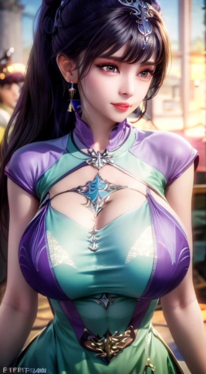 night,moonlight,1 girl,(cheongsam:1.5), Body chain,Outdoor activities, (standing posture),grace,(((red lips))), Lips slightly open, clavicle,(huge breasts:1.3),skin shiny,((8k, original photo, top quality, masterpiece)), HD RAW color photos professional close-up photos, (actual, photorealism: 1.37), (best quality),8k,Define detailed faces, tiny details,alone,Alice,