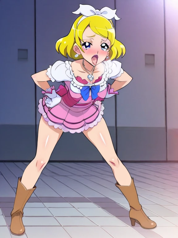 , Petite little small junior body, tiny, Small breasts, Small breasts, Small breasts, Kasugano Urara, blonde hair, twintails, pink scrunchie, brown eyes, , purple jacket, cropped jacket, red bowtie, blue dress, short dress, pleated dress, open vagina, open vagina, open vagina, A pleasant expression, topless, topless, topless, Nipples are visible, Nipples are visible, Nipples are visible, Large nipples, garden,  little small junior body, tiny, Small breasts, Small breasts, Small breasts, Sit and spread your legs, open vagina, open vagina, open vagina, A thick and long purple dildo in the vagina+Clear liquid, A thick and long purple dildo in the vagina+Clear liquid, A thick and long purple dildo in the vagina+Clear liquid,  Peeing forcefully and making a puddle on the floor, Pee splashes, Peeing forcefully and making a puddle on the floor, Pee splashes, Peeing forcefully and making a puddle on the floor, Pee splashes, high quality, high detail, beautiful, 8K, Detailed face, Detailed nipples,