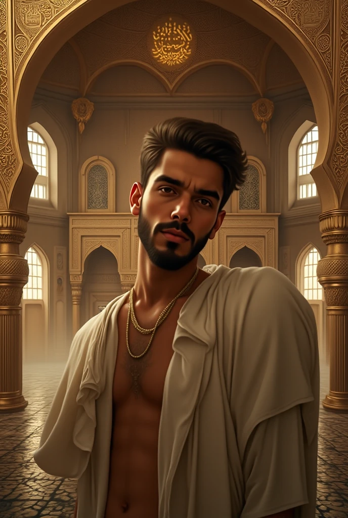 I am sitting in a palace and some beautiful Arab girls are holding me, 8k, Ultra realistic,