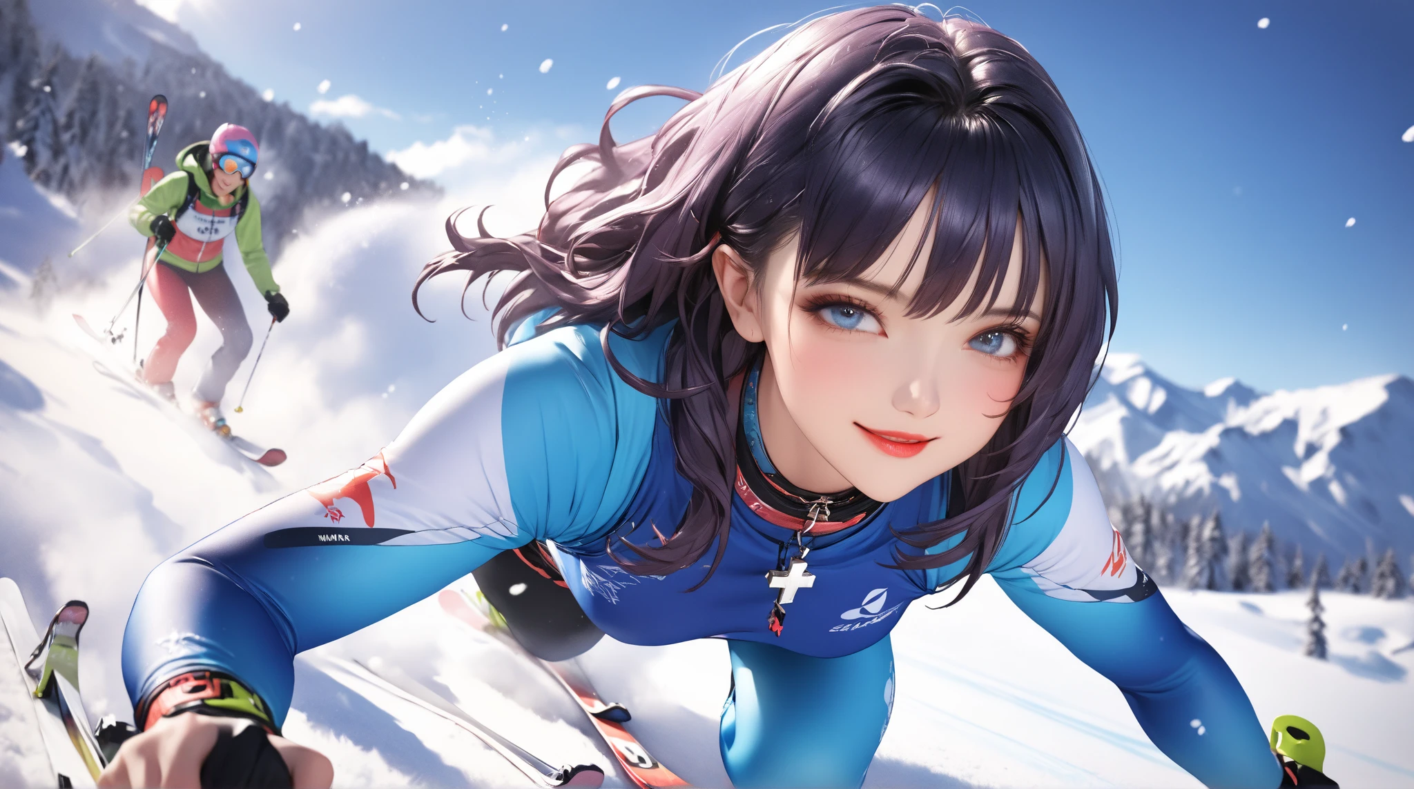 speed skating、beautiful mature woman、Landscape、Upper body、breast enhancement