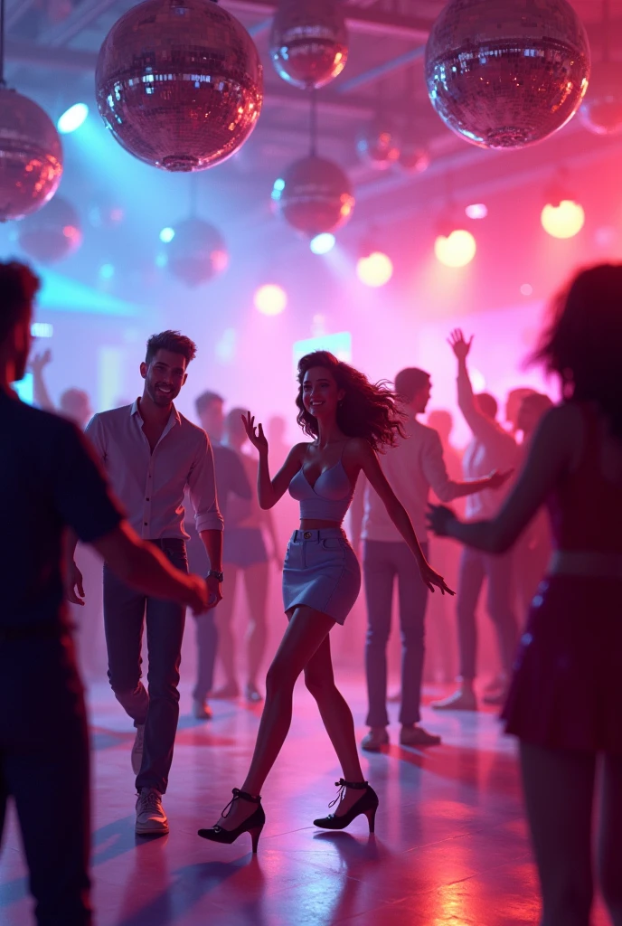 generate a poster for freshers party 2024 named fiesta in disco theme in 3d
