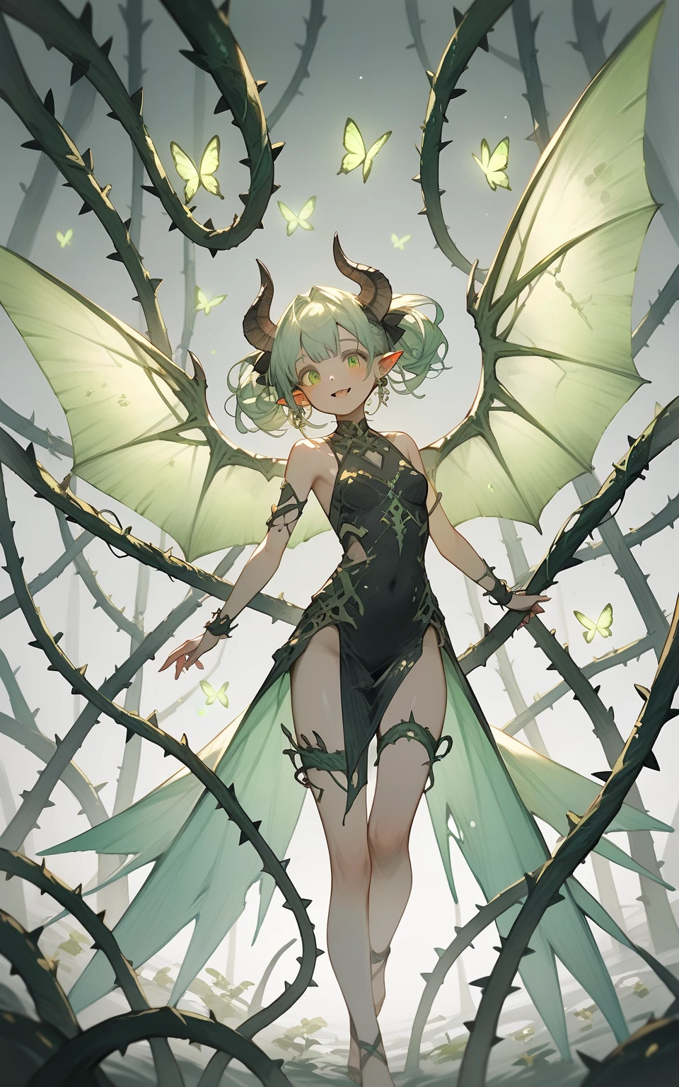 One fairy, full body, white background,clear wings