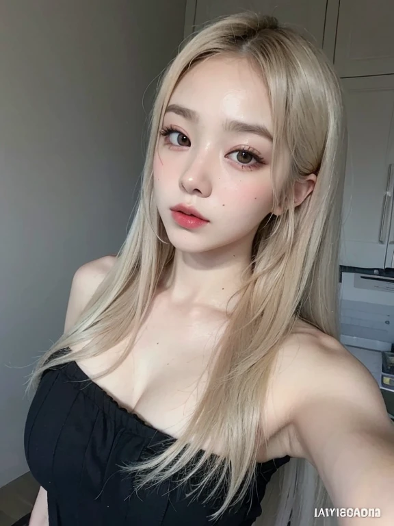 UH、Keep your mouth shut、Look at the Mouth of Bursa Blanca and the Font of Ovid, pale fair skin!!, Larisa Manobal, 🤤 portrait of girl, pale porcelain white skin, pale glowing skin, Leaked images, soft flawless pale skin, Adorable Korean Face, soft pale white skin, jaeyeon nam, dilraba dilmurat, 19-year-old girl,It's like a realistic photo.,(I took a selfie inside the house),Pose like an influencer,Bust-up angle of view,Half Korean and half Russian,Transparent blonde hair
