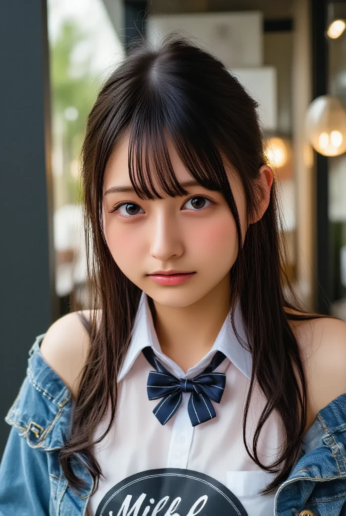 (masterpiece, highest quality:1.2), 8k, 12 years old, 85mm, official art, Taken from the oak、RAW photo, スーパースリムなスレンダーbeautiful girl, (full nude下Half body、show me your ears、naked girl photoshoot、full nude, cute face, close, Half body, Biolace, gardenia, beautiful girl, school uniform, thighs, stand on the station platform, looking at the viewer, no makeup, (A slightly troubled look), Face of embarrassment、nervous pose、film grain, chromatic aberration, sharp focus, face light, clear lighting, Ten generations, detailed face, background bokeh, (dark red tie:1.1)、((((((two girls))))))、((((((2人のfull nude女子高生)))))、frightened sad face、I'm embarrassed。
