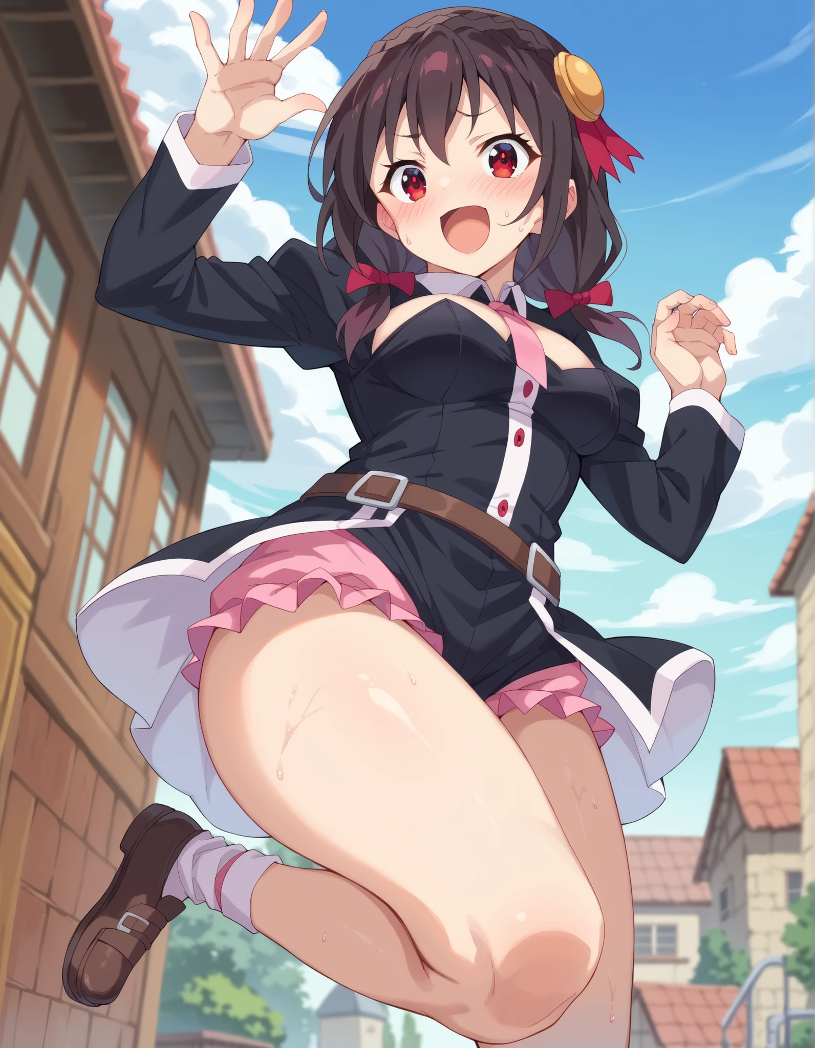 spread leg legs、sit、Looking away、Chat with friends、In town、bustling street、Glasses、cap、Panties、Shoulder bag、mini skirt、Private Server、Girl、Girl、Short、Younger、Baby Face、flat chest、Dynamic Angle、Useless、smile、Both eyes open、Voyeur style
