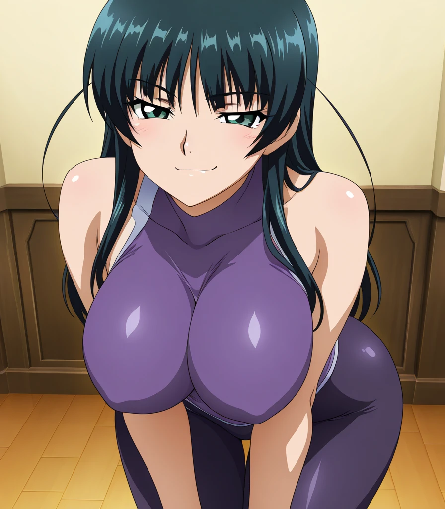 Nico Robin from One Piece wears a very tight purple bikini, showing her naked ass, big ass, big boobs. 8k, perfect quality.