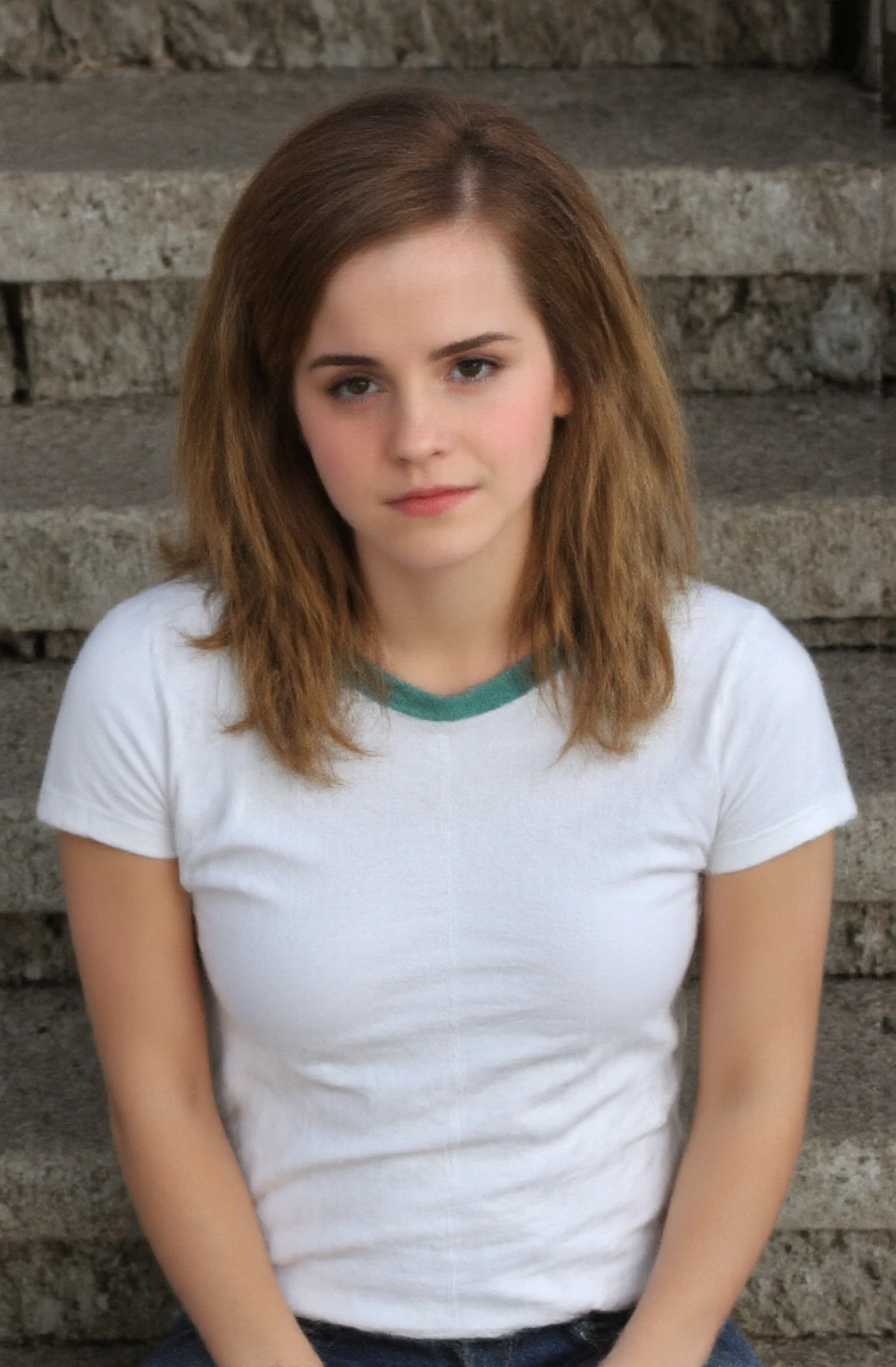 <lyco:real girl - Emilia Clarke:1.0>, Emilia Clarke, <lora:outfit - rolled sleeves:1>, sleeves_rolled_up, (sleeves_rolled_up:1.1), collared shirt, white shirt, tied shirt, midriff, navel, bare arms
