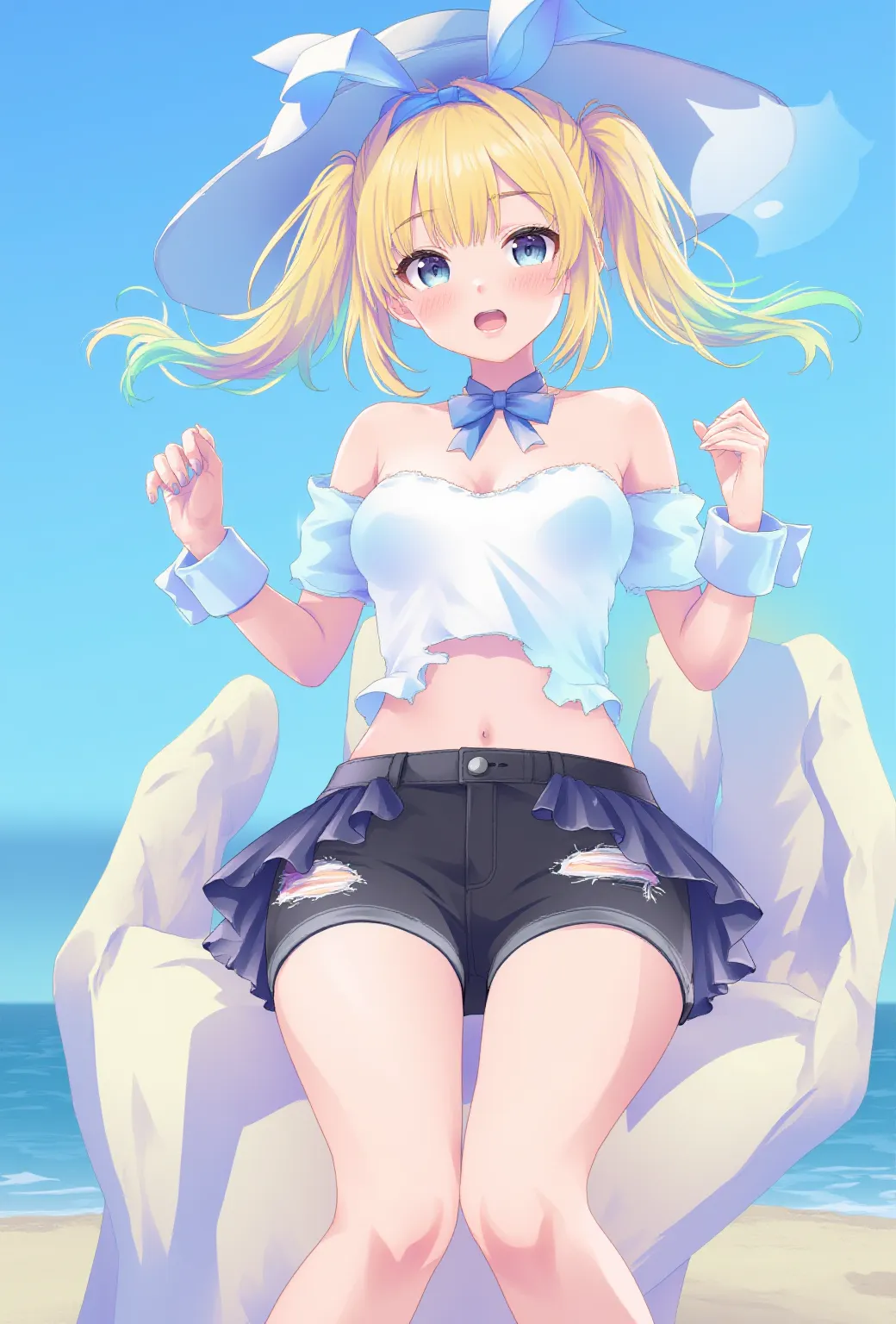 photo realistic, (masterpiece,best quality:1.4),(8k,raw photo,photo realistic:1.2), detailed skin, detailed face,1girl,idol,cute face, little girl, Not Safe for Work, (raw photo, photo realistic: 1.2),
(((sitting on,spread legs))), light blue tabard, (((No Panties))), (((twat))), Open twat, (((skirt-lift))), (((pubis hair))), ((golden pubisure)), (hair of pubis), looking at viewer, medium bob, blonde hair, shiny wavy hair, long hair, blue eyes, light smile, lens flare, petals, kanzashi, braided bangs, cute, little girl, petite, curl inside hair, white beret (comes with a blue bow), (((top-less, small breasts, nipp))), ((puss juice, Sweat, Sweatdrop)), (((spread puss,Not Safe for Work))), (((ure-thra))), OPEN twat, urinates, anus, (((fake phallus fuck,Not for safe work))),
