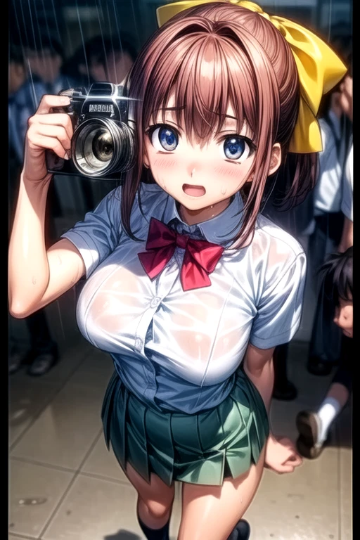 ((Highest quality)), ((masterpiece)), (detailed), One person,Age 25,Office Lady,suit,mini skirt,(Open the buttons on your shirt),Big Breasts,blush,Underbust,(Her cleavage is visible),(Excited expression),(Captivating look),Several men with cameras,(Put a camera up her skirt),(Surrounding the model girl),(Excited Men).Browsing Caution,sexy,(Put your hands together)Sweat,(Black garter belt),(Move your tongue up and down),