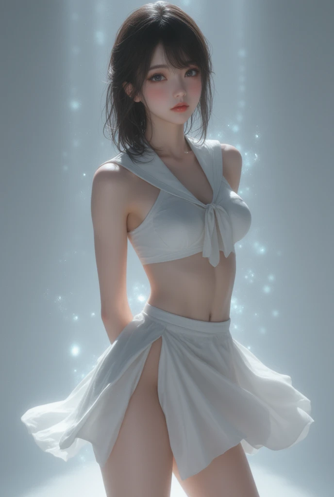 a mature woman with short
gray white hair, naked body, bright ,, big breasts, perky thighs,, smooth body. Japan style, sit
colorful, hdr, ray tracing, nvidia rtx, super-resolution, unreal 5, subsurface scattering, pbr texturing, post-processing, anisotropic filtering, depth of field, maximum clarity and sharpness, rule of thirds, 16k raw, (luminescent particles:1.4), extremely detailed cg, unity 8k wallpaper, 3d, cinematic lighting, lens flare, reflections, sharp focus, cyberpunk art, realistic, highly detailed CG illustration, an extremely delicate and beautiful, cinematic light, (photorealistic:1.5), (Dark background:1.5), dynamic angle, masterpiece, best quality, ultra-detailed, illustration, detailed light, dramatic_shadow, face shadow, extra detailed, best performance