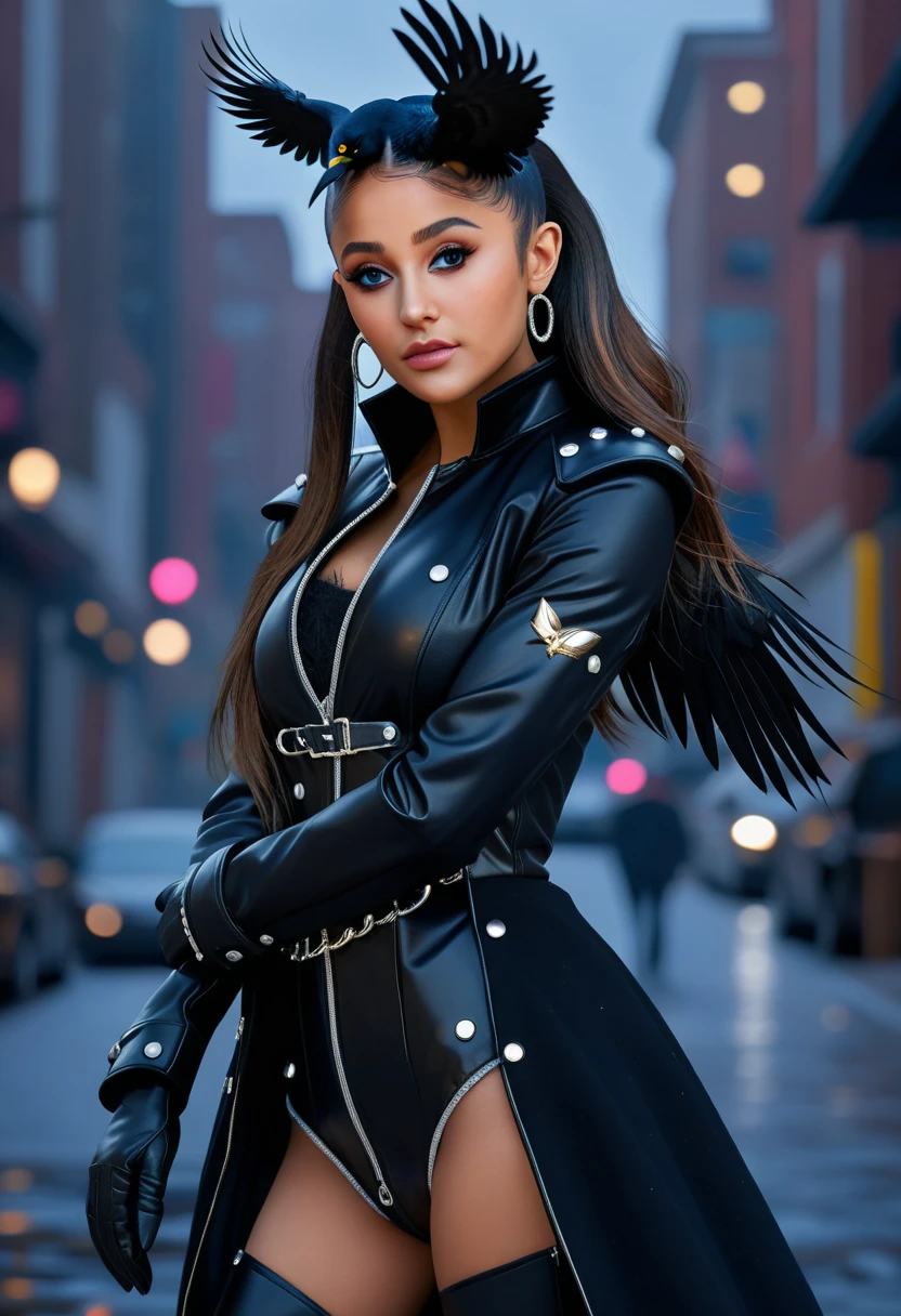 focus,
<lyco:Ariana_grande:0.65> sks woman, ariana, 1girl, looking at viewer,
petite, , looking at viewer, straight hair, ((shortstack:1.1)), (skindentation:1.5),twintails, posing, makeup,flat breast, flat chest
(best quality:1.3), ((masterpiece)), ((realistic)) , abstract, ,ankymoore,( illustration:1.2), absurdres, intricate details,
dress focus, 80s punk, black jacket, pins, spikes, choker,
, outdoors,
film grain, 85mm, focus, flying hair,
<lora:LowRA:0.8> <lyco:GoodHands-beta2:0.7>
<lora:ankymoore:0.65> <lora:biker_jacket0:0.37> <lora:add_detail:0.45>