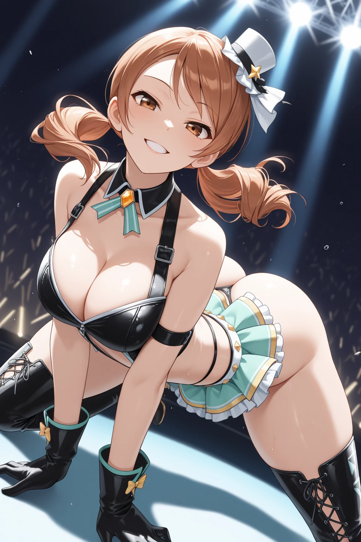 houshou marine, large breasts, twintails, red hair, bunny suit