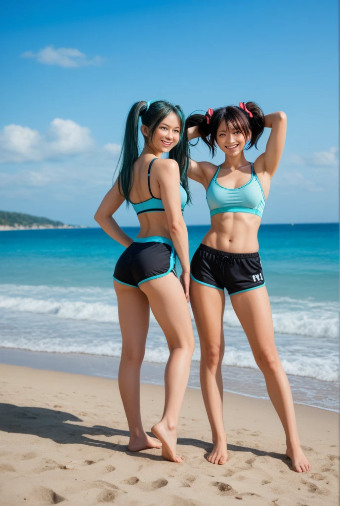 ((ExtremelyDetailed (12 PUNIPUNI KAWAII Girls in a row:1.37) in WHITE at Dusk Enoshima Beach)), (masterpiece 8K TopQuality) (ProfessionalPhoto:1.37), {(Standing Full Body:1.2)|(from below:1.2)}, Different types of hair colors, {Tight skinny((school swimwear))Ass visible through thighs|SchoolUniform[with Thongs]}, {Detailed BabyLike hand|Hidden hand|armpit peek|DAKINAKURA}, Joyful Expressions LifeLike Rendering, PerfectLighting, [RainbowColorHorizon]