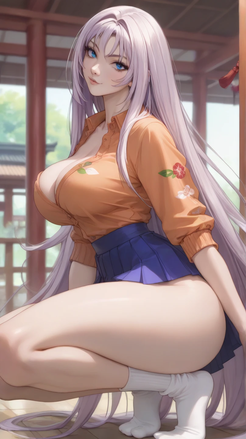 red eyes, (highest quality, masterpiece絵画:1.3), mature woman, 26 years old, whole body,toes,masterpiece, ultra high resolution, (Photoreal:1.0), bright white hair、straight hair, beautiful shining hair, white and shining skin, ((Ultra realistic details)), octane rendering, highly detailed face, tattoo on chest,  (big breasts:1.0),(simple white knit sweater,white mini skirt,delicate decoration:1.2), open neckline, cleavage, perfect body, soft skin, anime face, perfect face, perfect eyes, looking at the viewer, smart, Under the cherry blossom tree background, church, cherry blossom petals are falling, outdoors,sharp focus, intricate details, professional artwork, (bright colors:1.1), bright colors, diffused lighting, digital blending, ultra-definition body, ultra detail hair, super detailed face, that&#39;It&#39;s trending on pixiv, top button open, compensate, perfect lips, perfect compensate, Ultra-precision coating, Glaring a little,A glossy look,