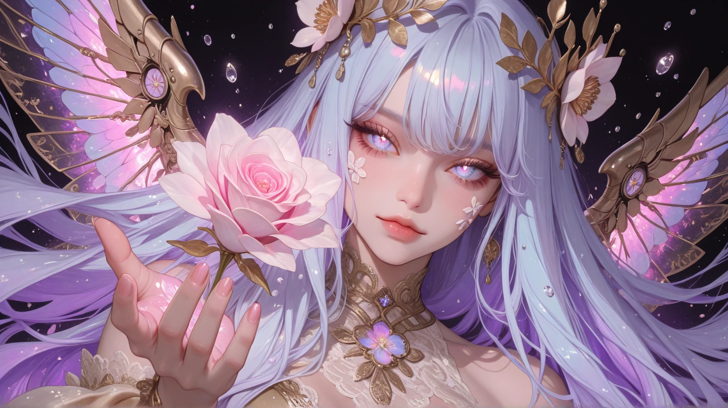 Lots of gems, Many flowers,sleeping beauty,pearls,Realistic