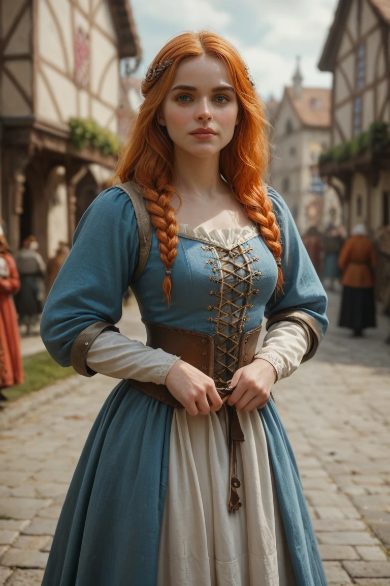 Medieval medieval queens, In a medieval city, poses for medieval queens, Medieval clothes