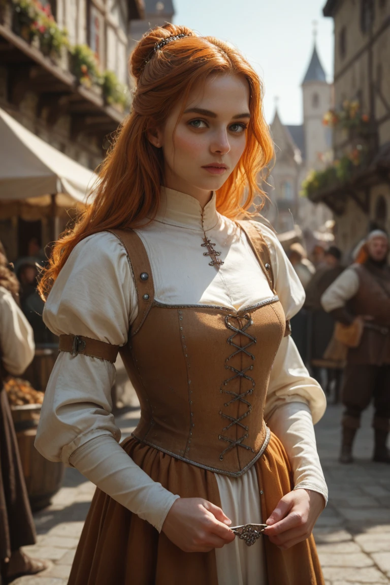 Medieval medieval queens, In a medieval city, poses for medieval queens, Medieval clothes