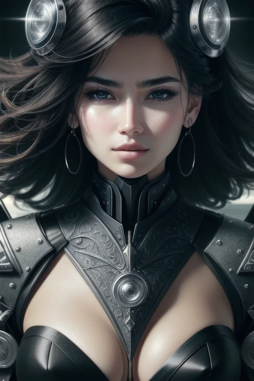 Close symmetric portraits of Cyberpunk gang members, Biomechanicals, mshn robot, Orange-red, Ultra photo realsisim, Complex design, (extremely detailed:1.4), (Extremely detailed:1.35), Extremely clear lines, Steel , cinematic ligh lighting, フォトリアリスティック, Detailed paintings by Ayami Kojima and Lilia Alvarado, (best quality, high quality, decolletage, Intricate Details, masterpiece, cinematic ligh), Very detailed, motionblur, film particles, noises, Lens effects,