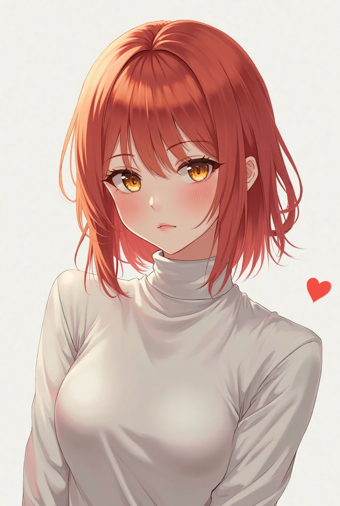 Highest Quality,masterpiece,Kirillette Mix,alone,1 girl ,黑The eye,in white turtleneck shirt,(tchibi: 0.6),light red hair,a sticker,emoj,lovely,white background,make food,interior scenes,Natural light lighting,Gorgeous details,Realistic oil painting,HD8K,HDR,Professional level,Vivid and dazzling