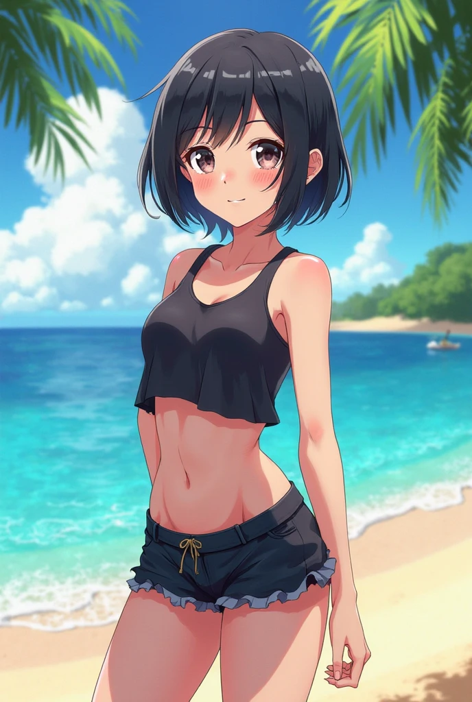 Japanese idol with short hair、Glamour、Muscular、sexy、Wearing a mini skirt、Atmosphere、Masterpiece、Outdoor、Blue colored contacts、Real People,